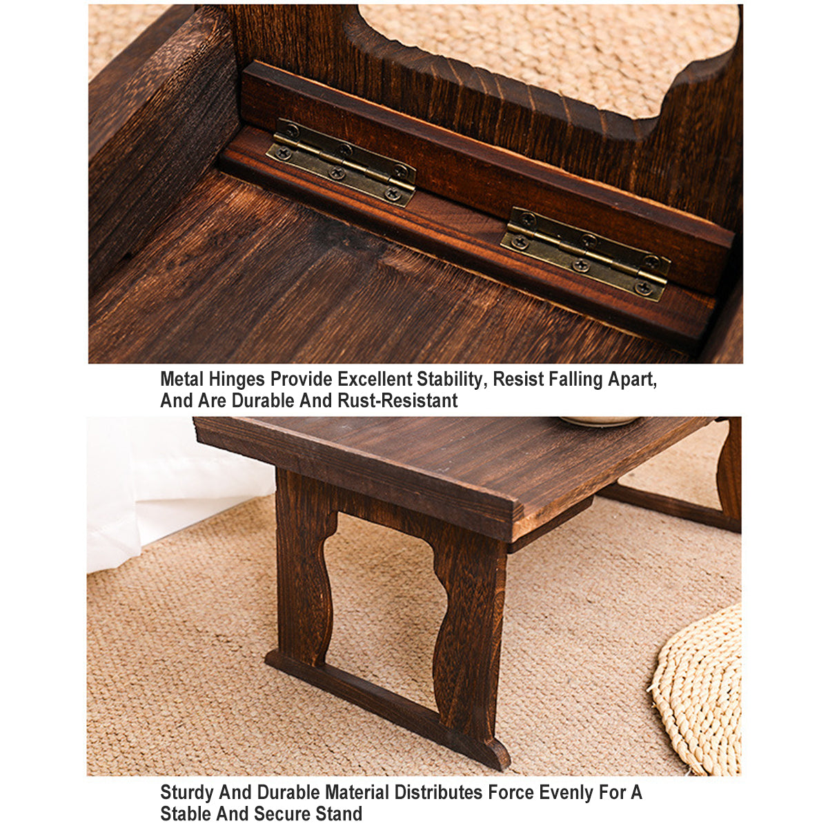 Wooden Foldable Chinese Style Tea Table Space Saving Design