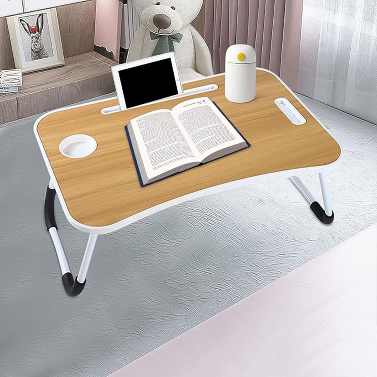 Foldable Laptop Bed Table Cup Slot and Device Stand