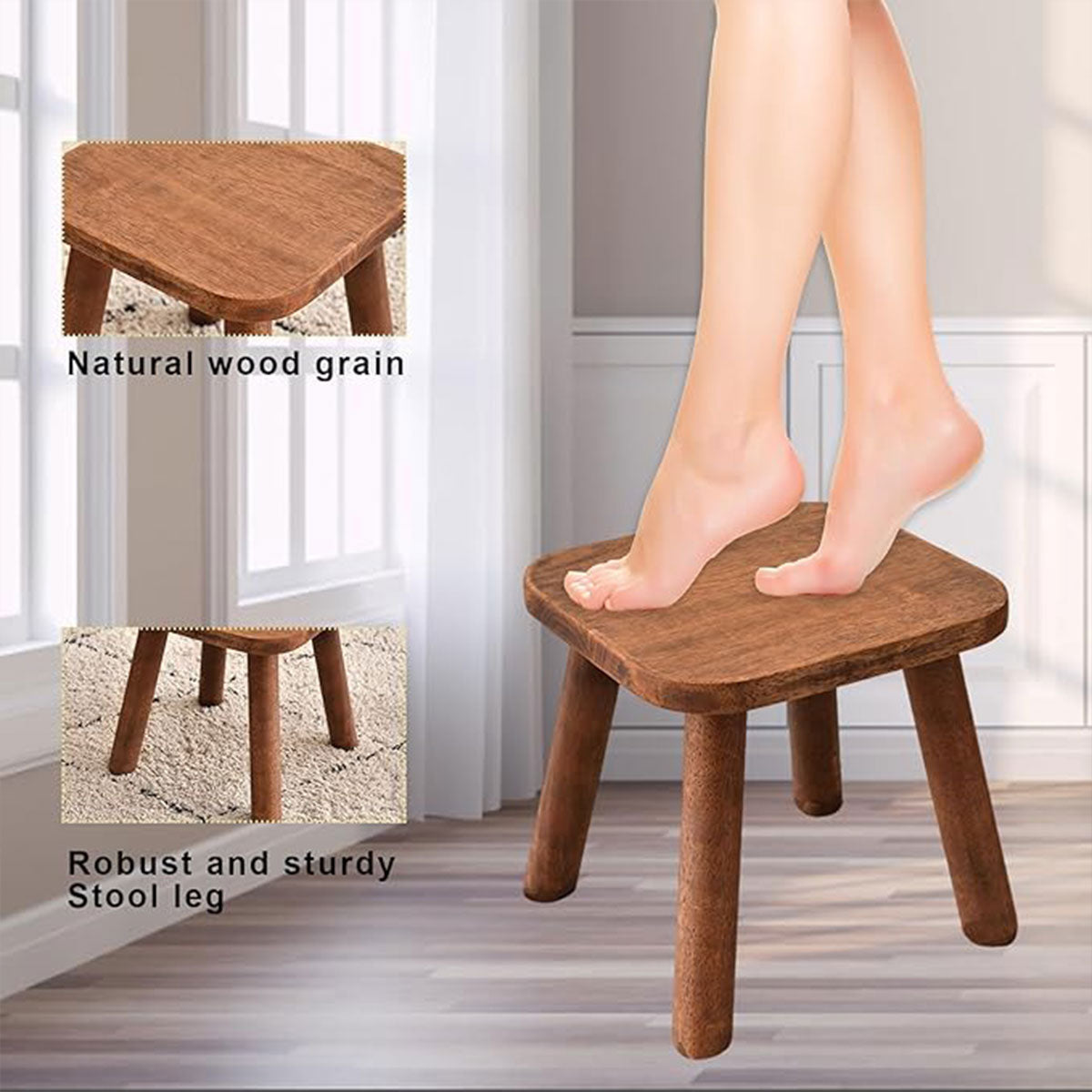 Solid Wood Short Stool for Kids Smooth Edges