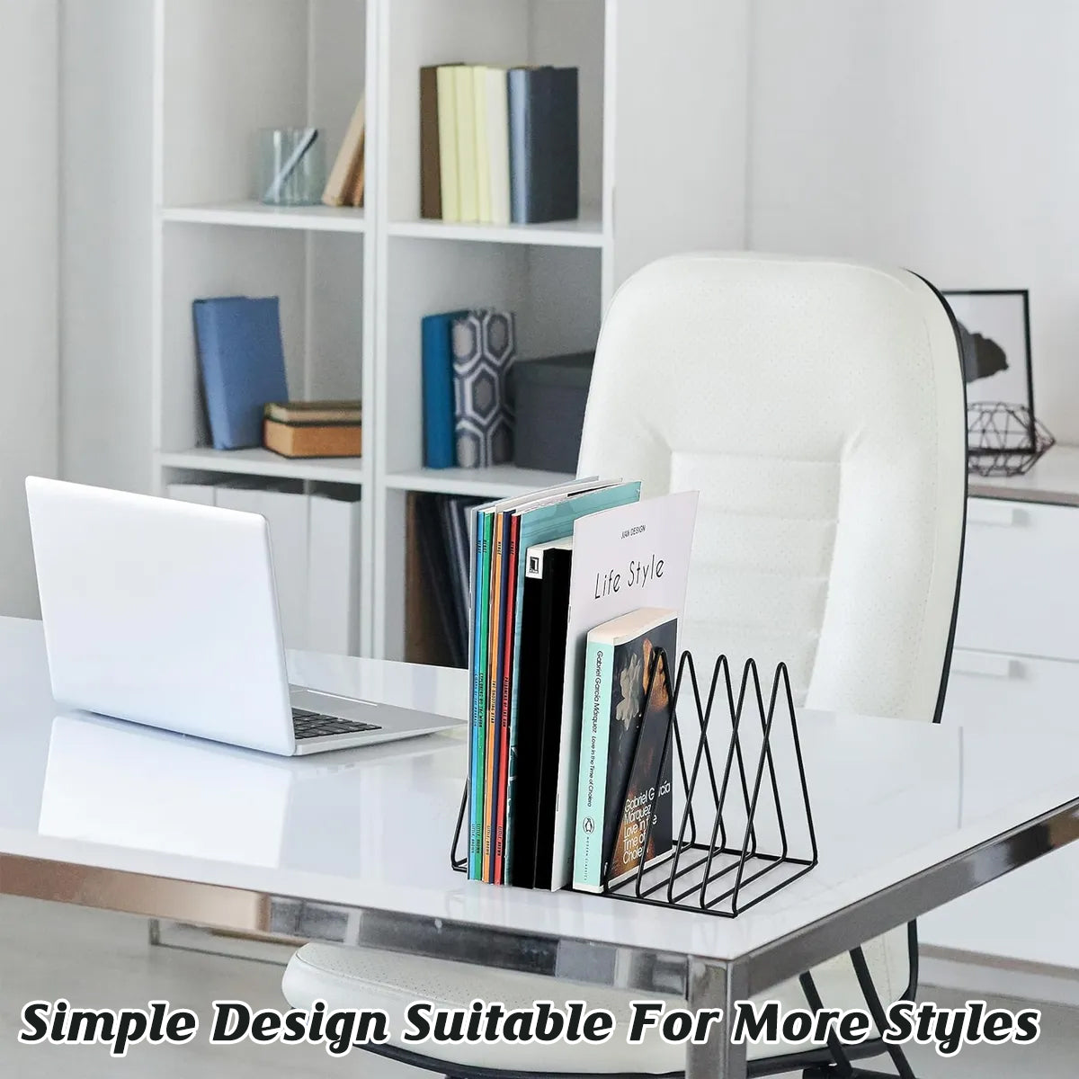 Iron Art Triangular Book Stand Desktop Bookshelf Organizer