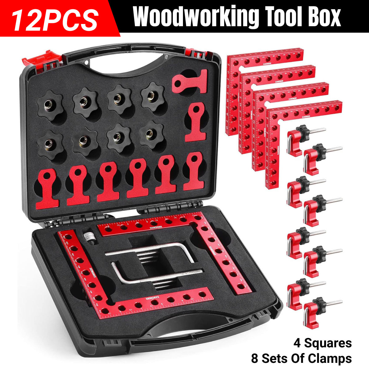 12 Pcs Woodworking Square Set Aluminum Alloy Precision Tool