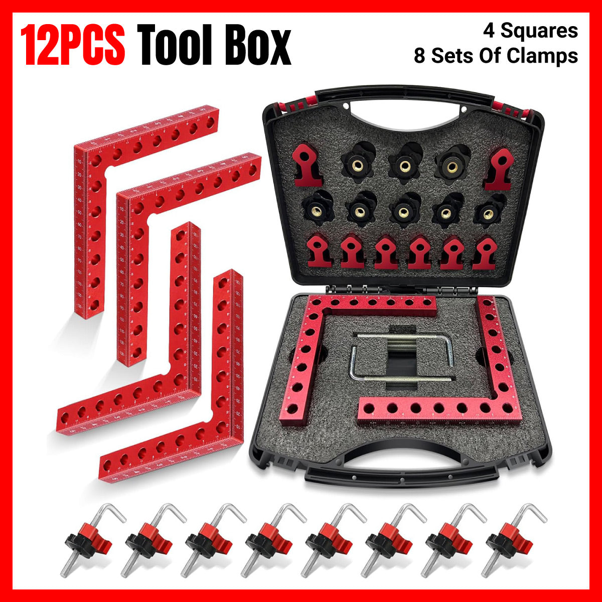 12 Pcs Woodworking Square Set Aluminum Alloy Precision Tool