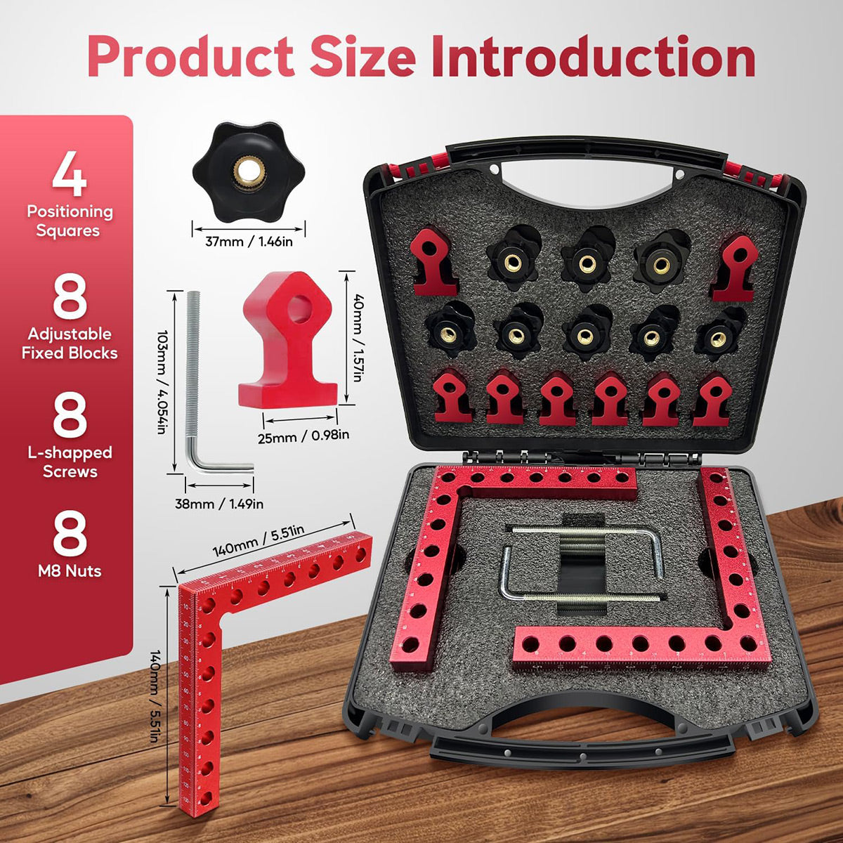 12 Pcs Woodworking Square Set Aluminum Alloy Precision Tool