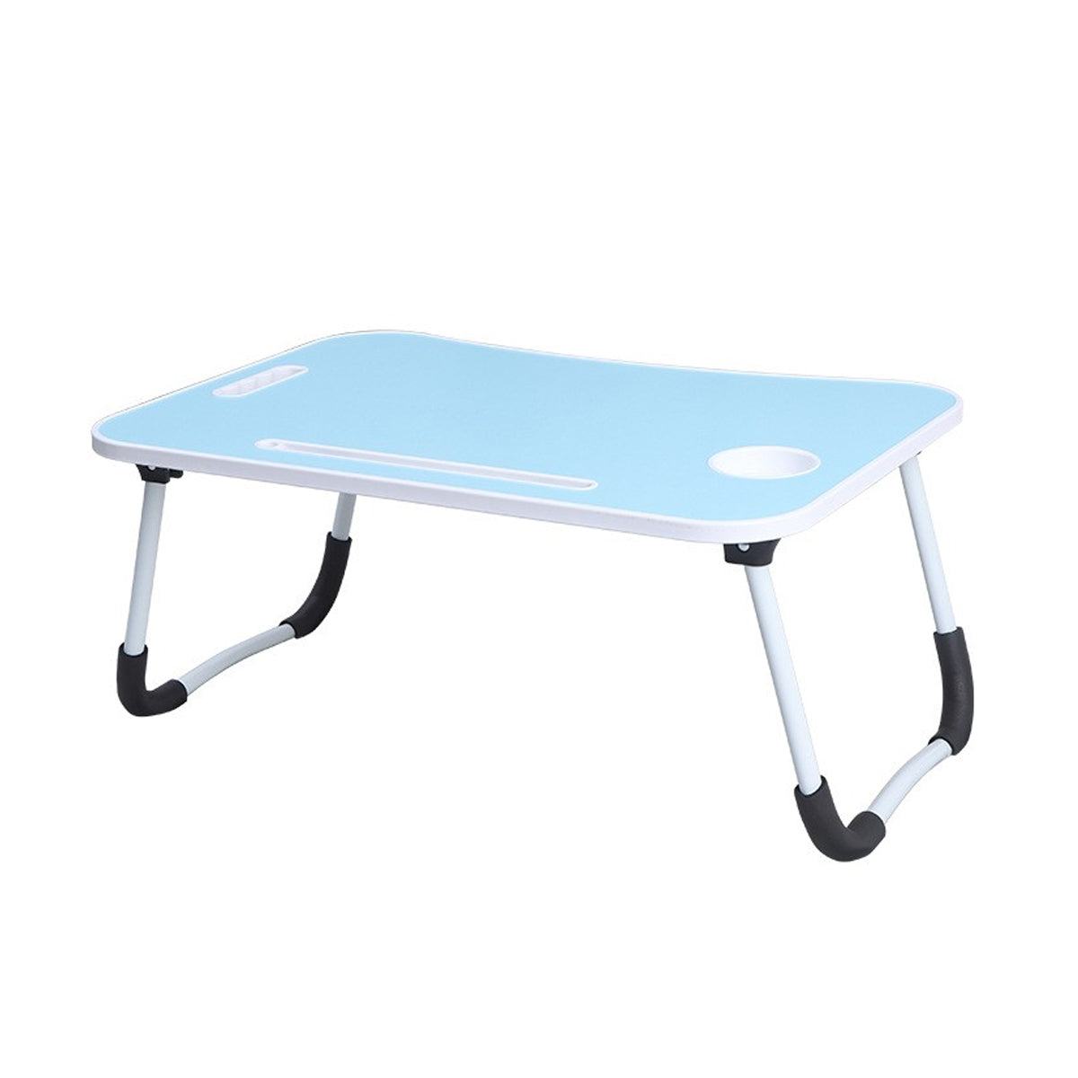 Foldable Bed Side Table with Cup Holder and Device Slot for Home Use