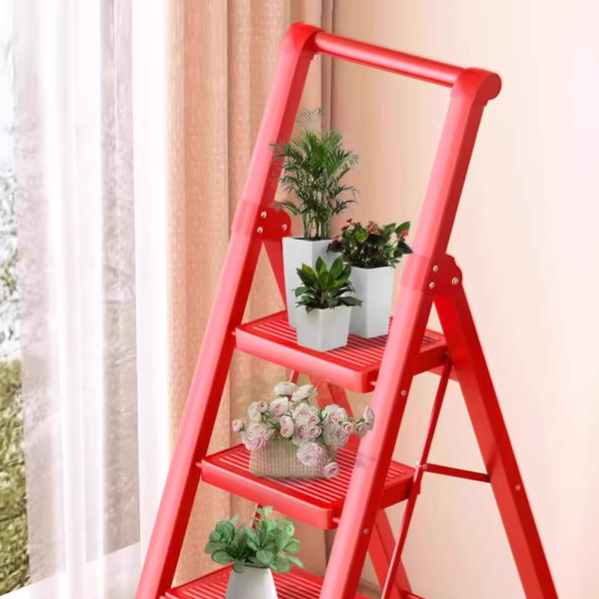 5 Step Carbon Steel Folding Ladder for Home and Garage Use
