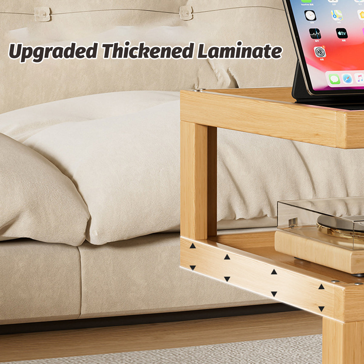 Movable Coffee Table with Universal Wheels Rattan Laminate Top