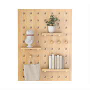 Wooden Pegboard Wall Organizer with Shelves Hooks