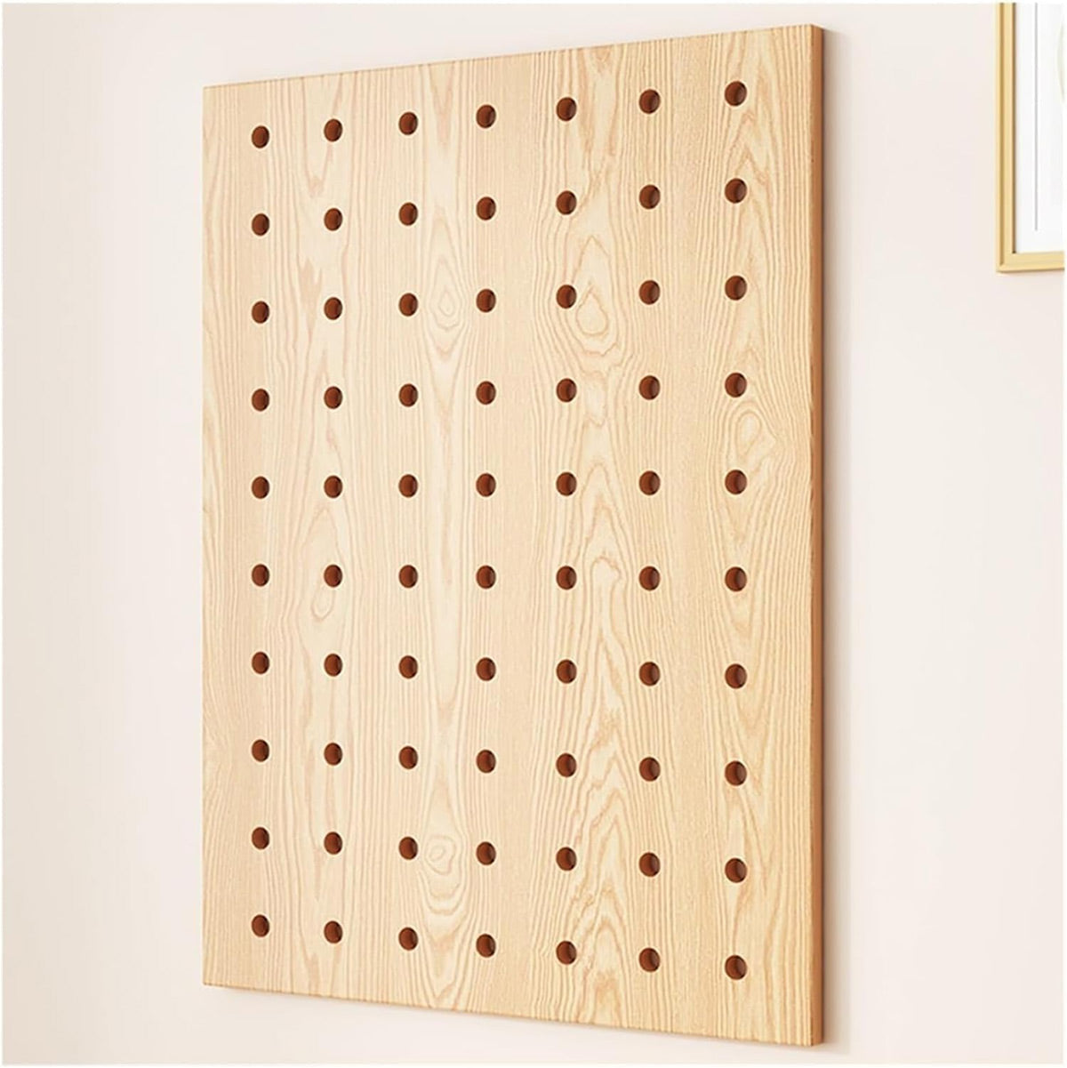 Wooden Pegboard Wall Organizer with Shelves Hooks