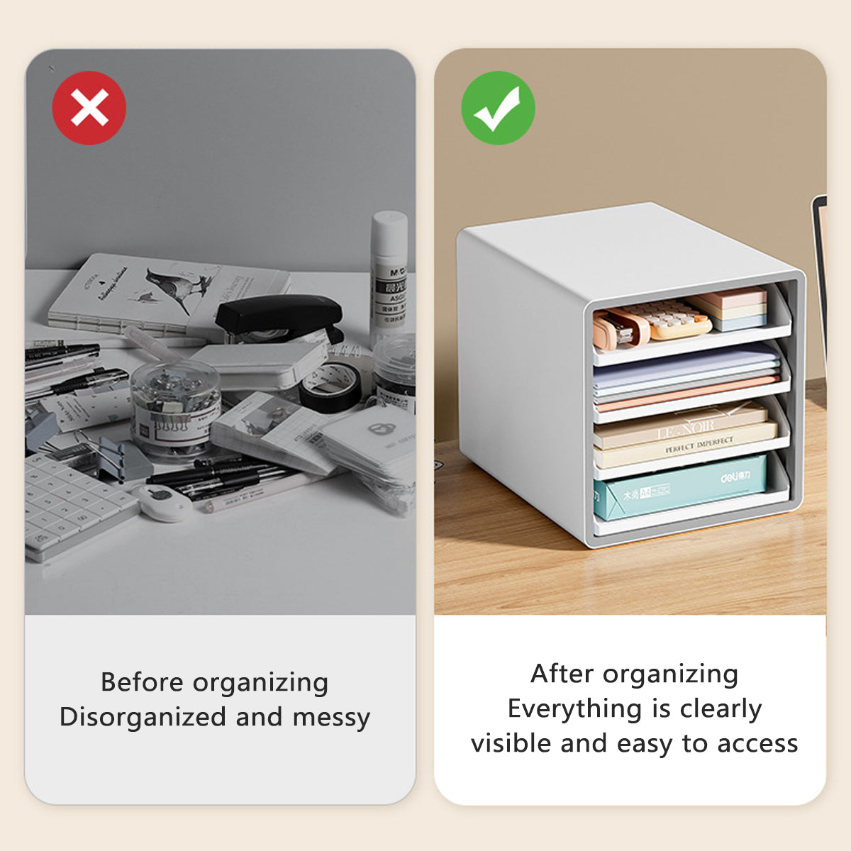 4-Tier A4 Drawer File Cabinet for Office Documents
