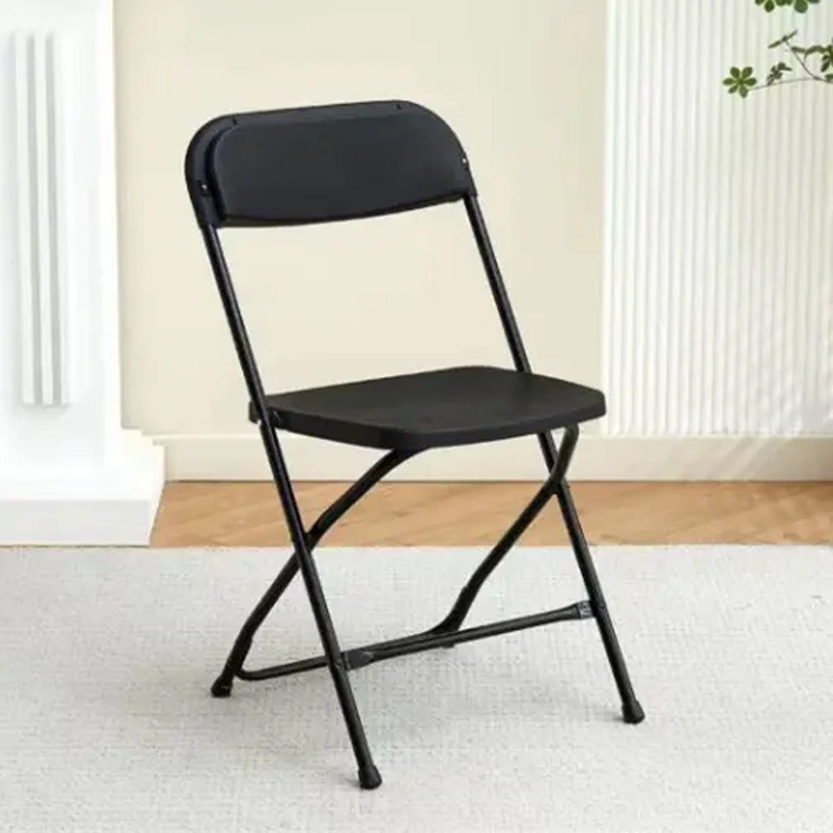Folding Chair with Backrest Portable Metal Frame Seating for Indoor Outdoor