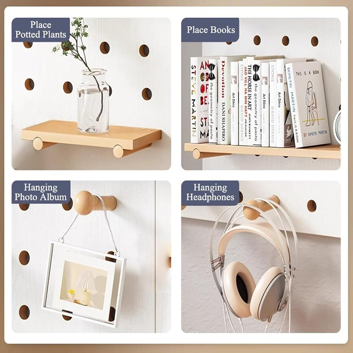 3 Tier Desktop Bookshelf with Pegboard Storage Organizer