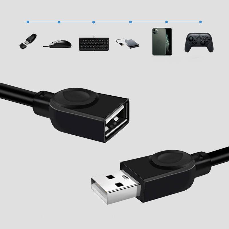 USB Extension Cable 2.0 A Male to Female Long Data Cord Black