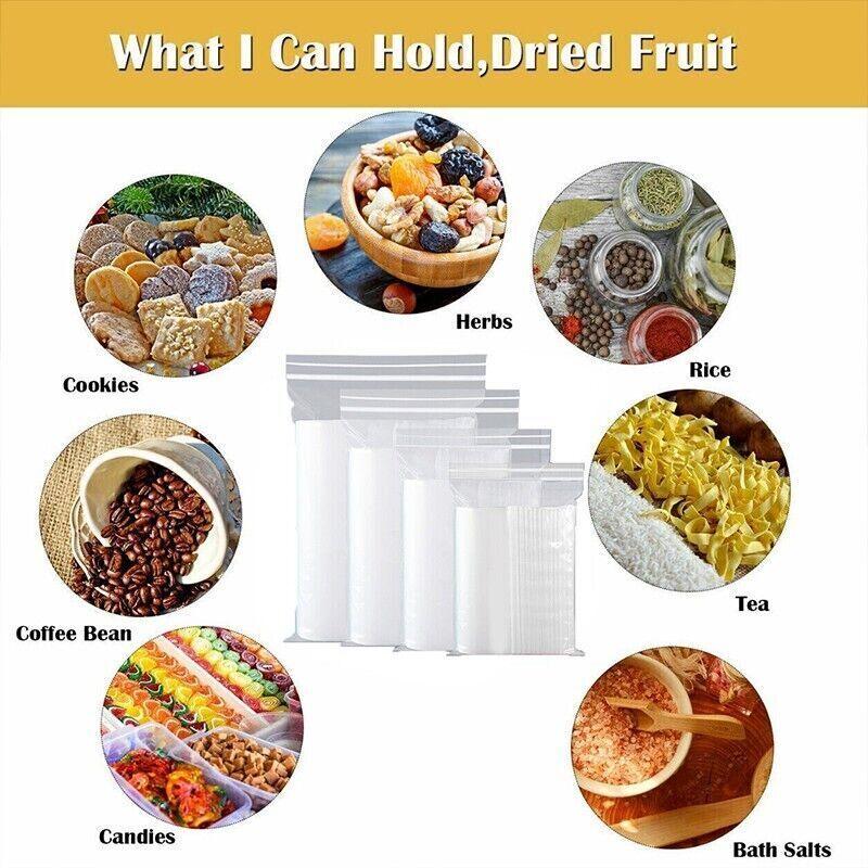 80μm Bulk Resealable Zip Bags PE Clear Plastic