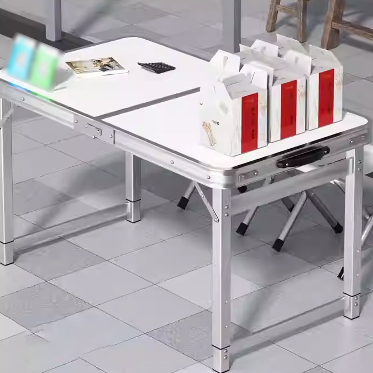 Folding Aluminium Picnic Table Set with 2 Stools