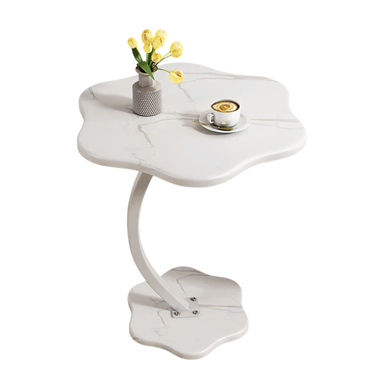 White Side Table with Storage Shelf for Home Office Use