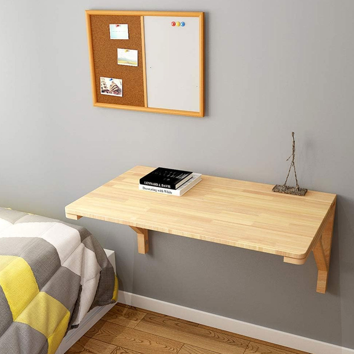 Wall-Mounted Foldable Wood Table with Space-Saving Design