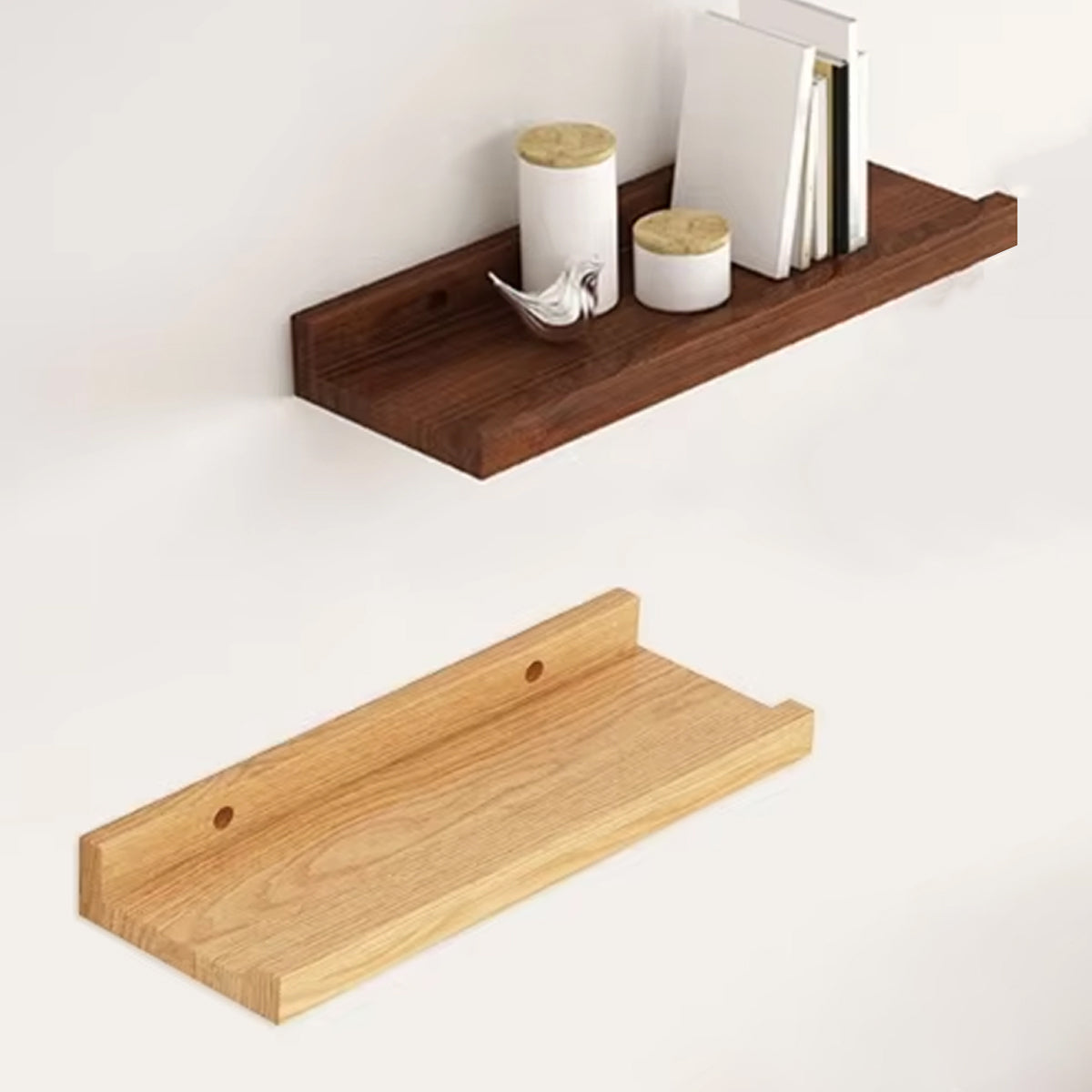 Wall Mounted Floating Wood Storage Shelf for Home Organization