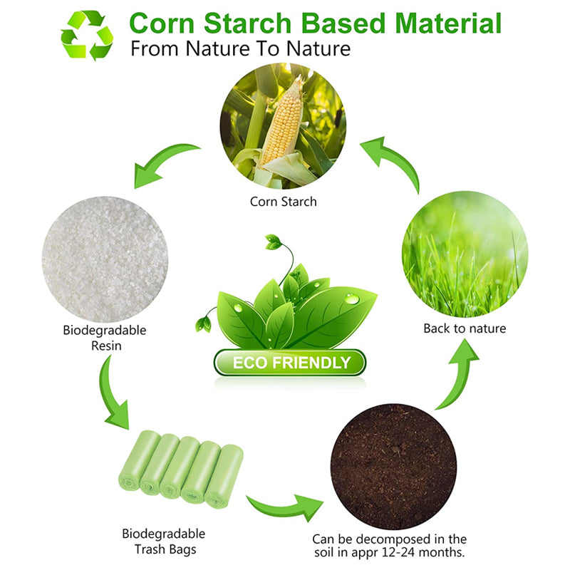 150/300/1000PCS Biodegradable Bin Liners Kitchen Trash Bags Assorted Sizes