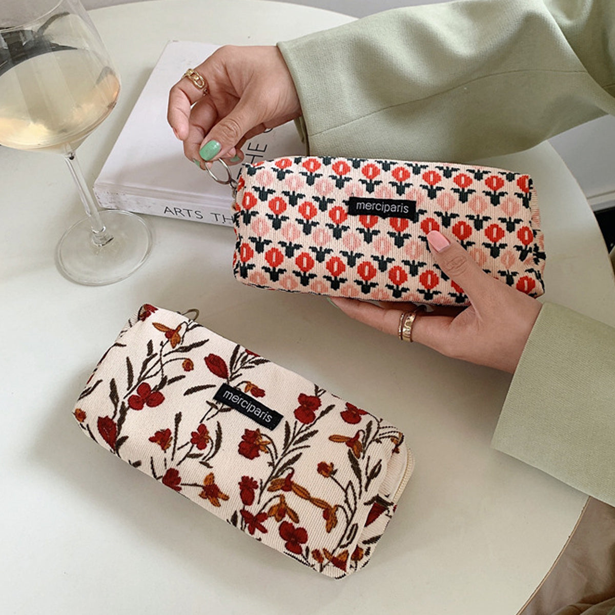 Pencil Case Organiser Bag Large Capacity Corduroy Zipper