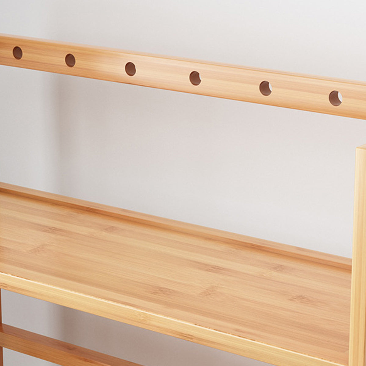 Three Layer Bamboo Bookshelf Floor Rack for Home and Office