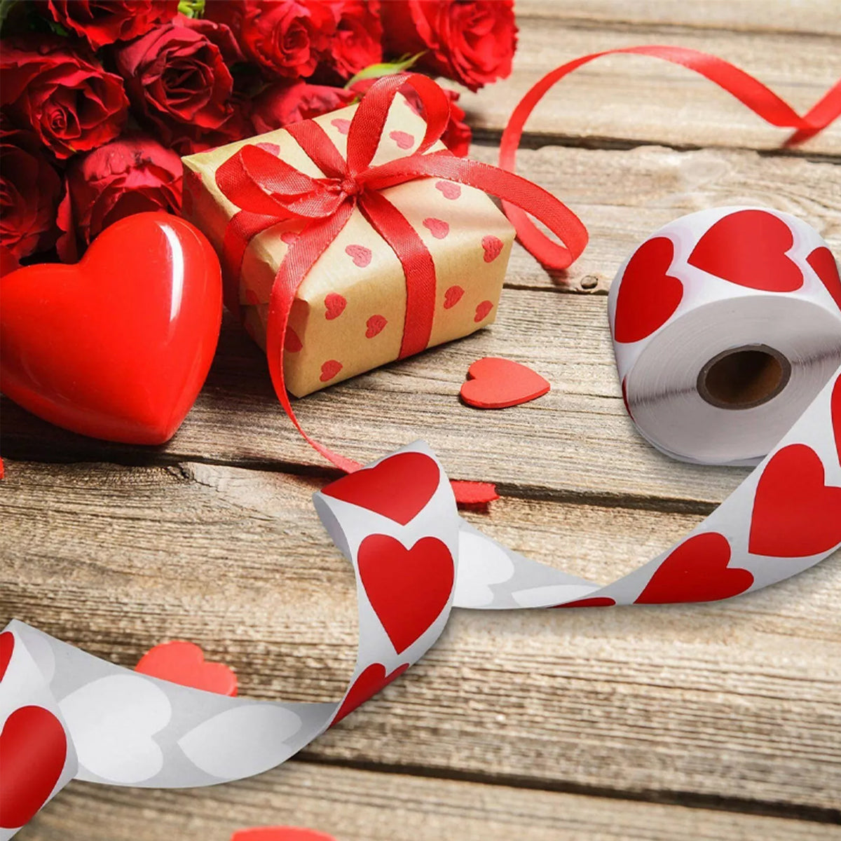 8 Rolls Heart Stickers 500 Pcs Self-Adhesive Labels
