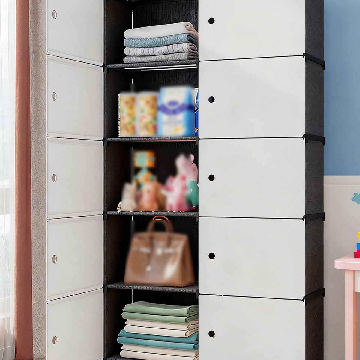 Floor Standing Office Storage Cabinet with Magnetic Doors White