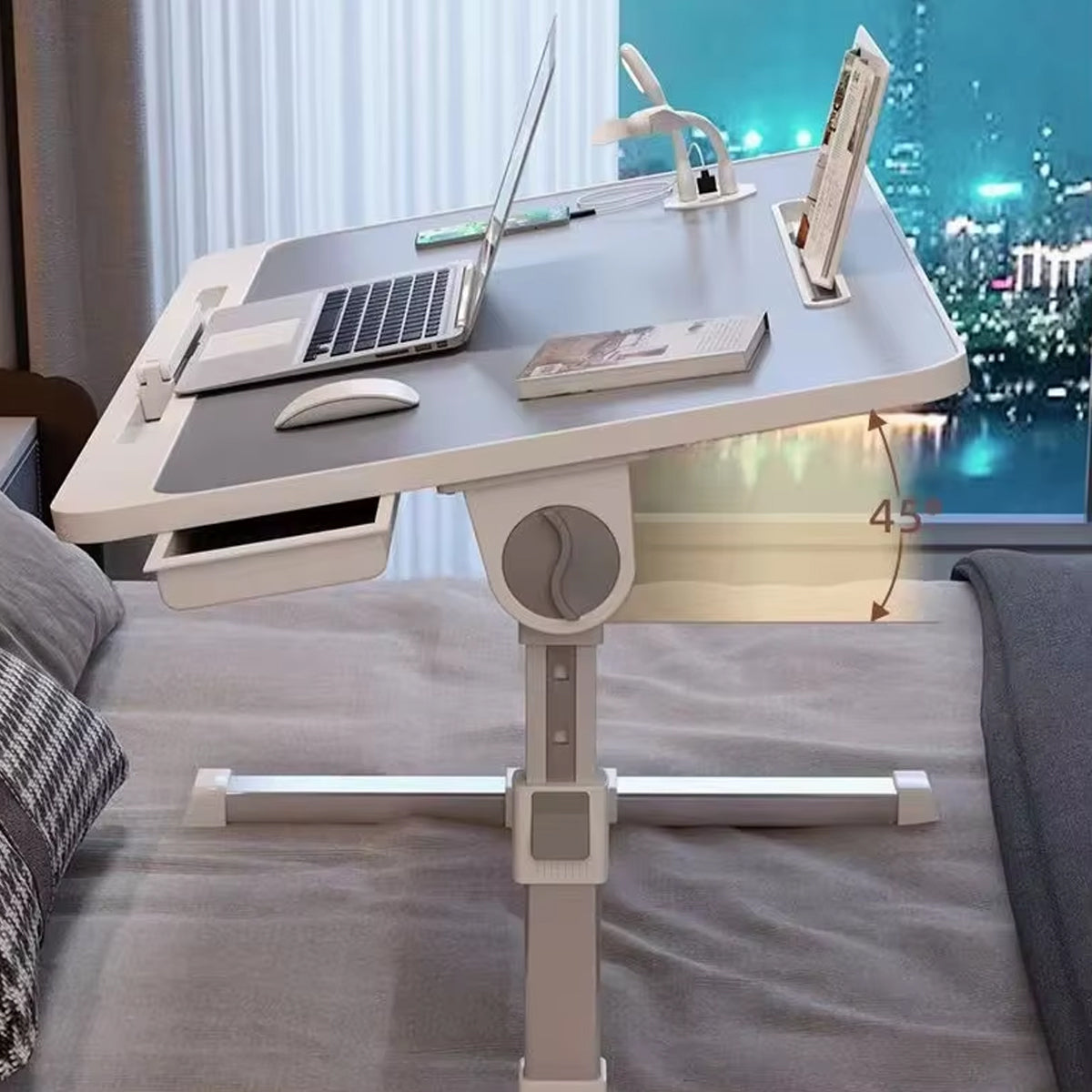 Laptop Bed Tray Desk Adjustable with USB Port for Work and Study