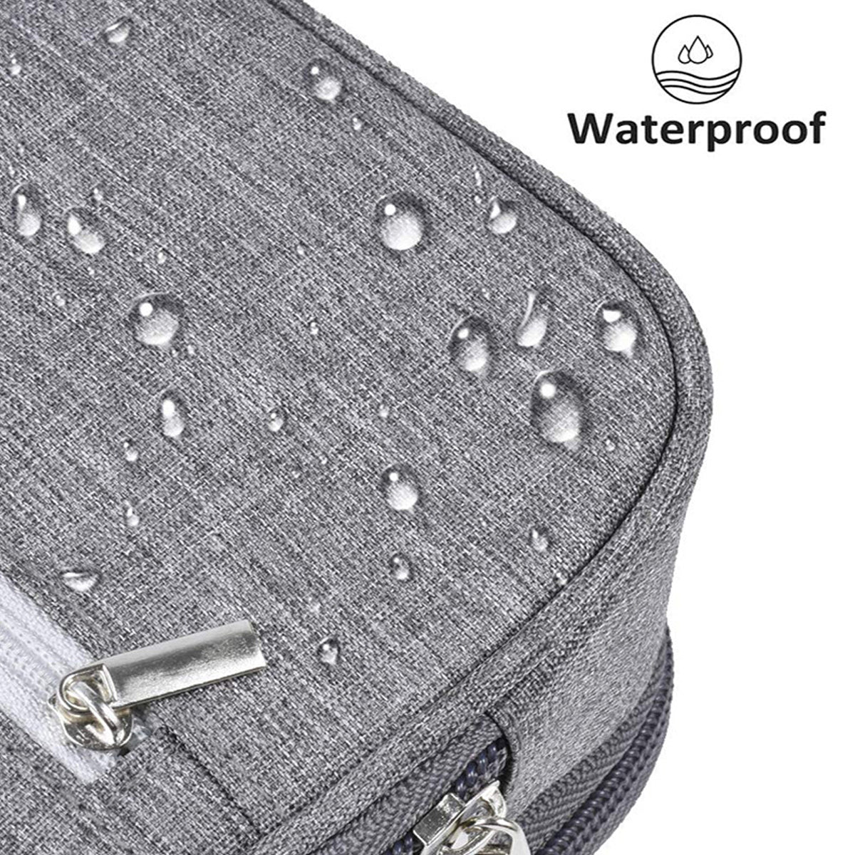 2 Pcs Large Capacity Pencil Case Waterproof 3 Layer Black Grey