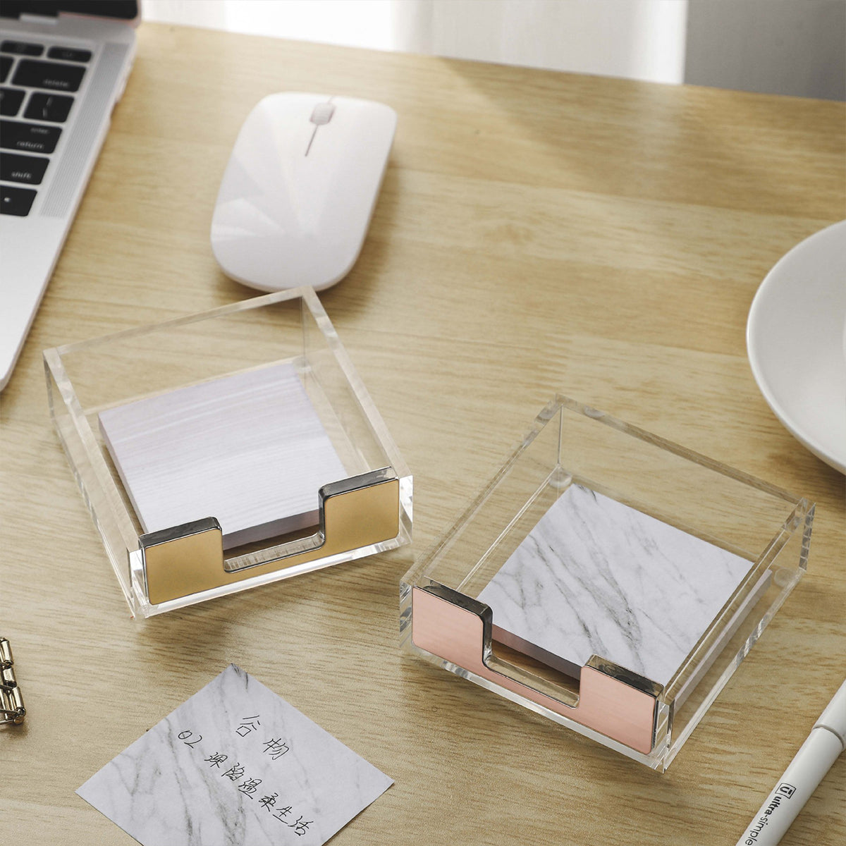 Large Desktop Sticky Note Box Organiser Acrylic Storage Holder