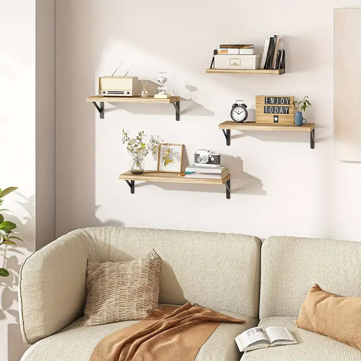 4 Pcs Floating Wall Shelves for Living Room Storage