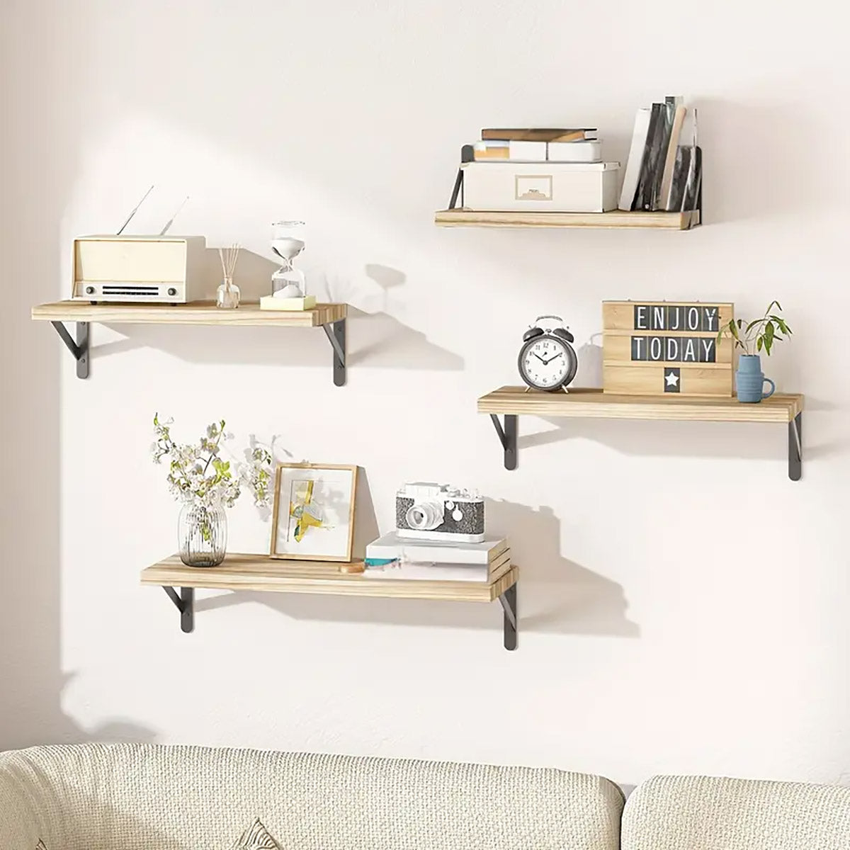 4 Pcs Floating Wall Shelves for Living Room Storage