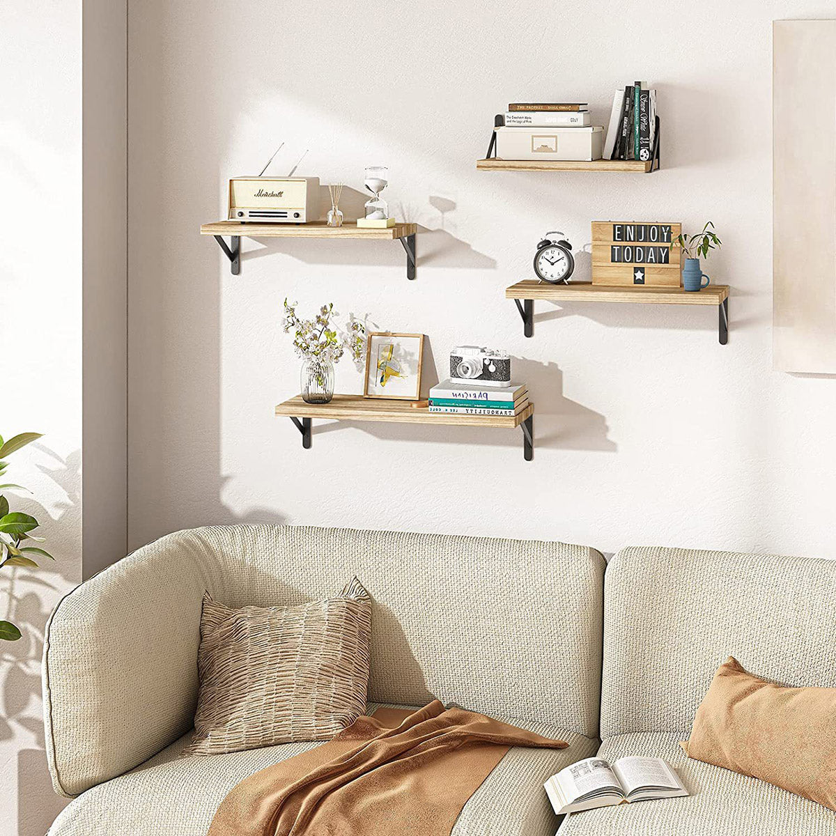 4 Pcs Floating Wall Shelves for Living Room Storage
