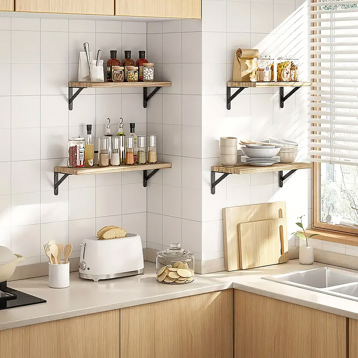 4 Pcs Floating Wall Shelves for Living Room Storage