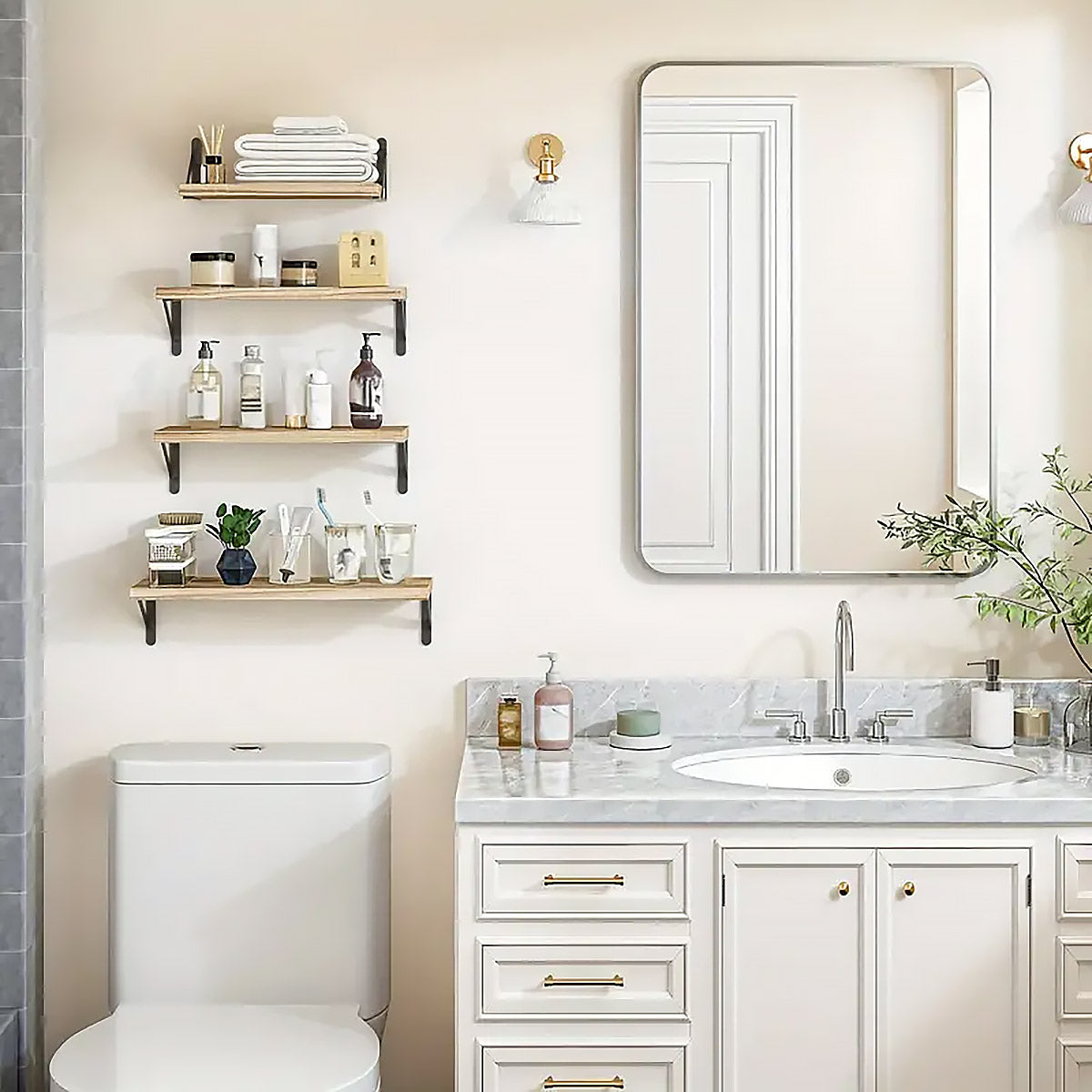 4 Pcs Floating Wall Shelves for Living Room Storage