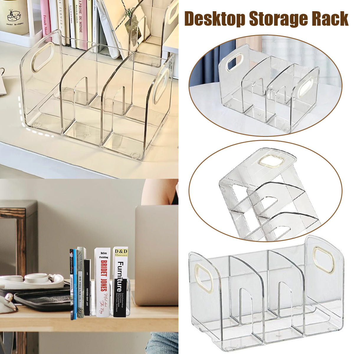 Acrylic Book Stand Transparent Storage Box with Pen Holder
