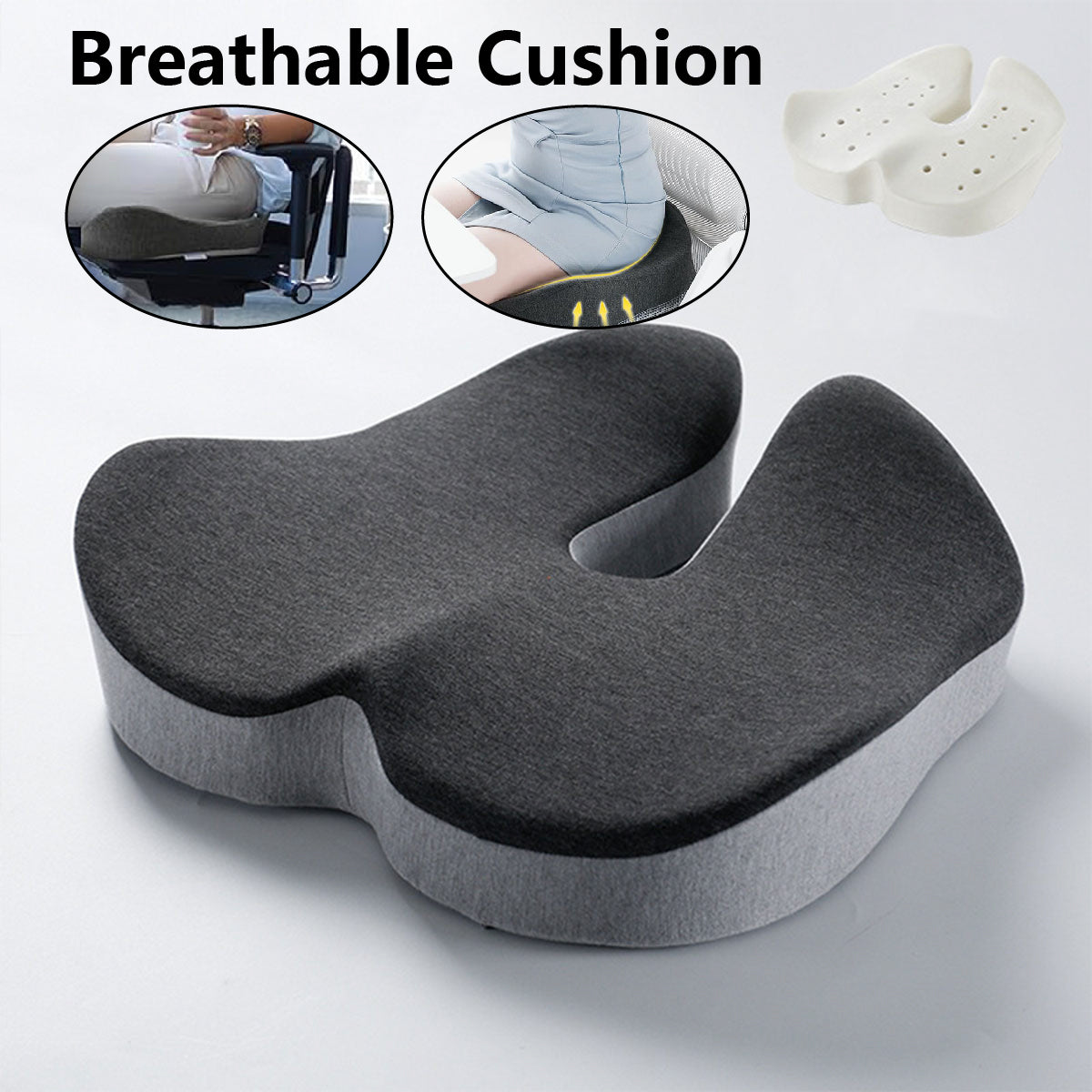 Memory Foam Seat Cushion with U-Shaped Cutout