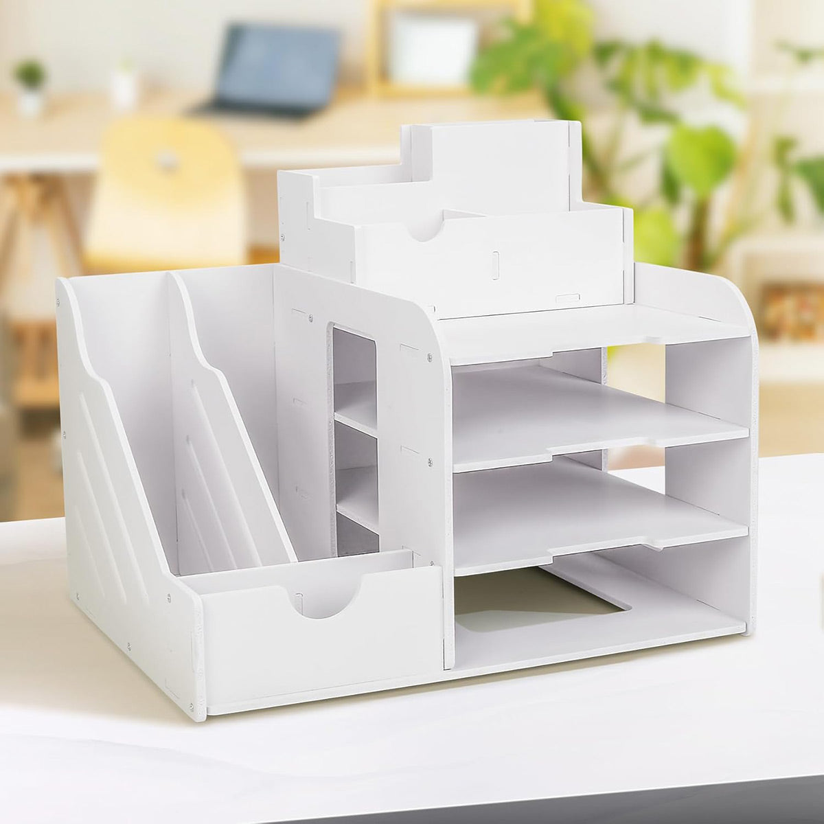 4 Tier Desktop File Organizer with Storage Compartments