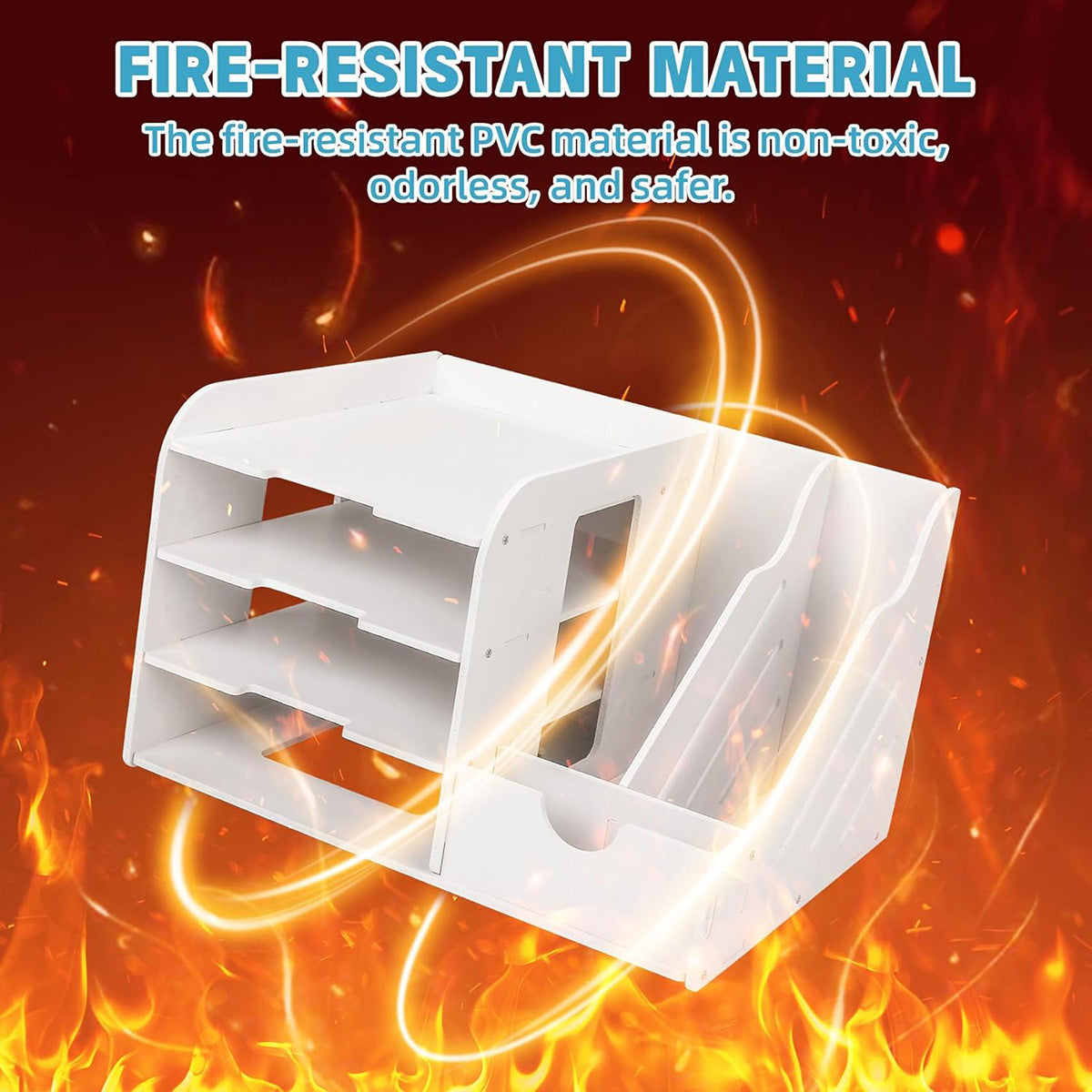 4 Tier Desktop File Organizer with Storage Compartments