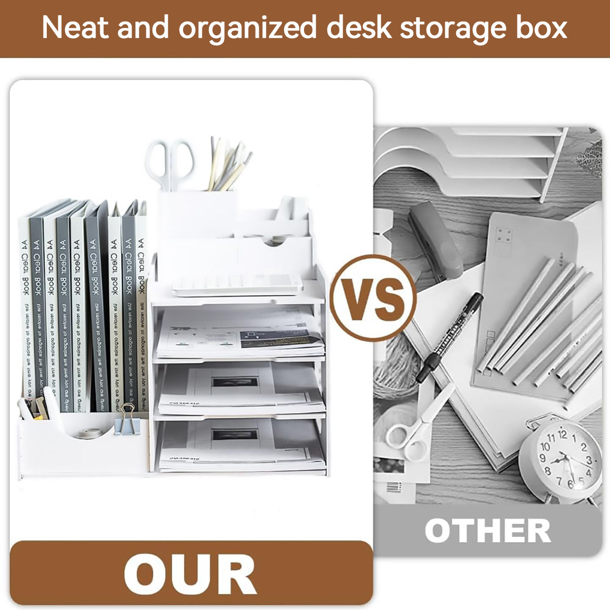 4 Tier Desktop File Organizer with Storage Compartments