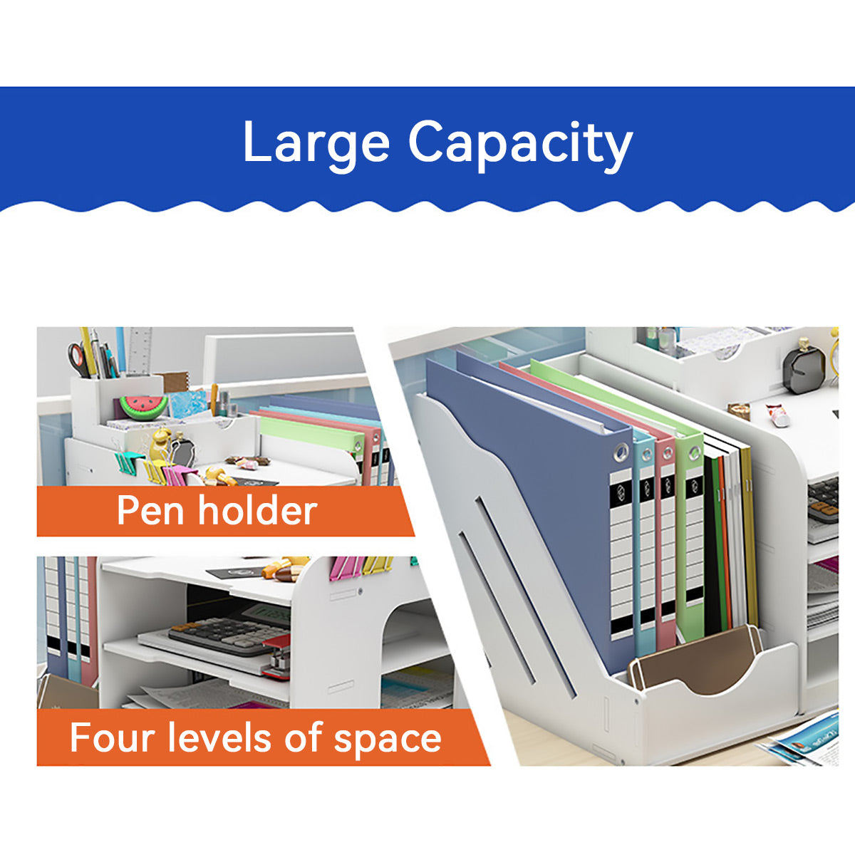 4 Tier Desktop File Organizer with Storage Compartments