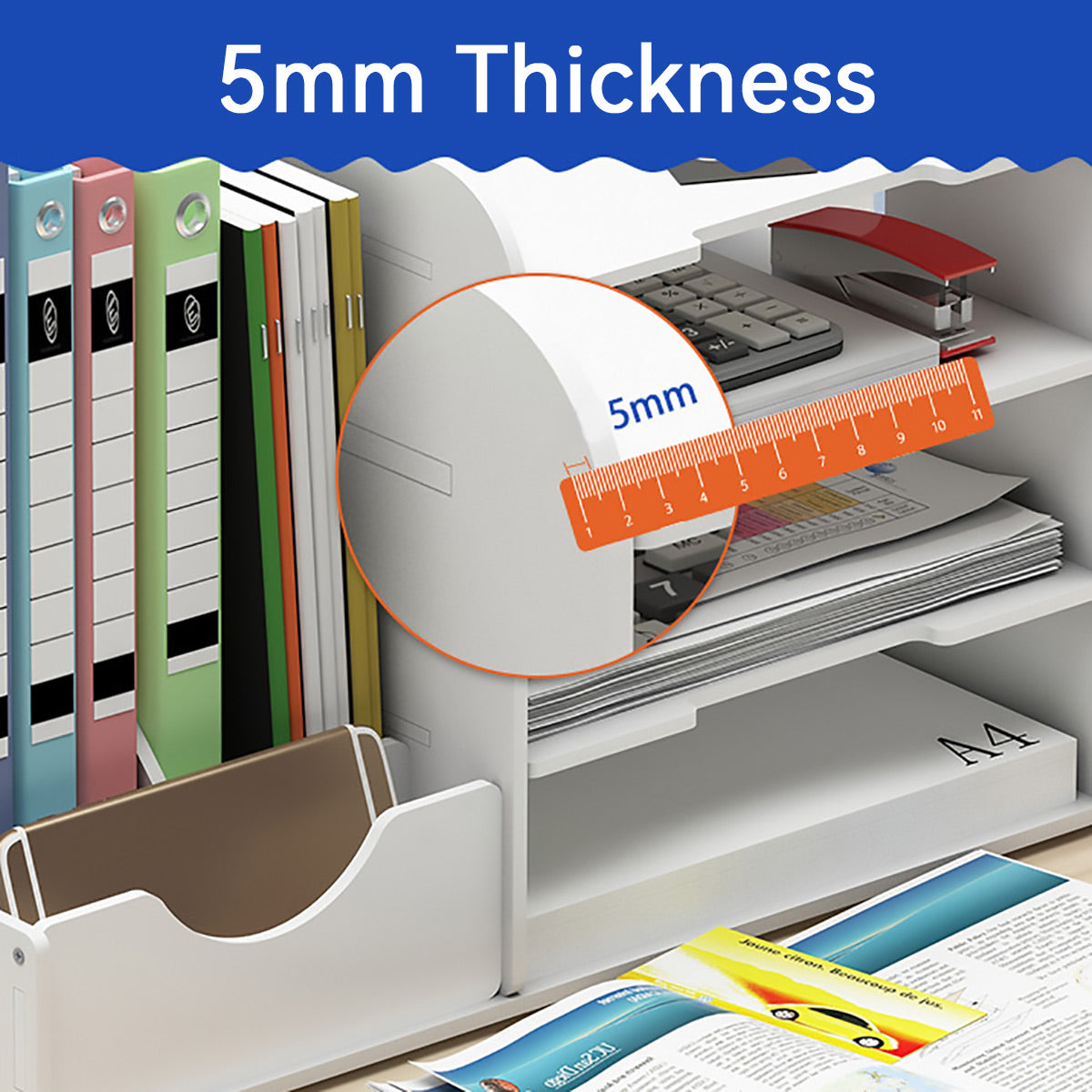 4 Tier Desktop File Organizer with Storage Compartments