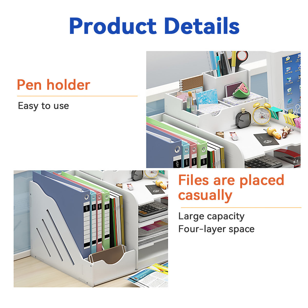 4 Tier Desktop File Organizer with Storage Compartments