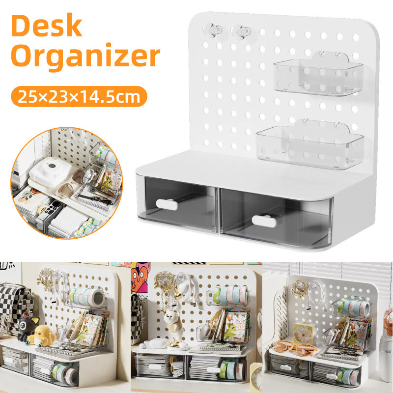 Desktop Storage Box with Drawers Hole Board Acrylic Organiser