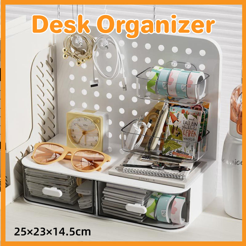 Desktop Storage Box with Drawers Hole Board Acrylic Organiser