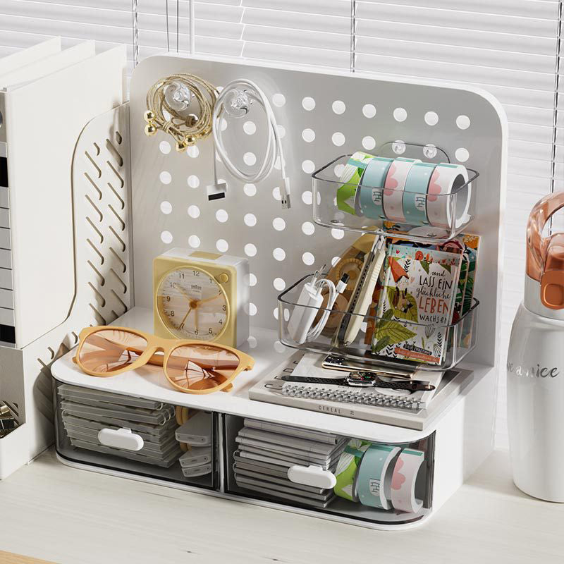 Desktop Storage Box with Drawers Hole Board Acrylic Organiser