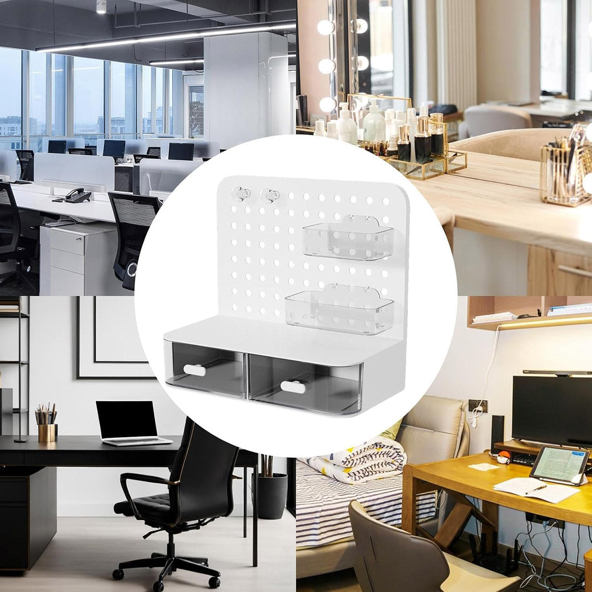 Desktop Storage Box with Drawers Hole Board Acrylic Organiser