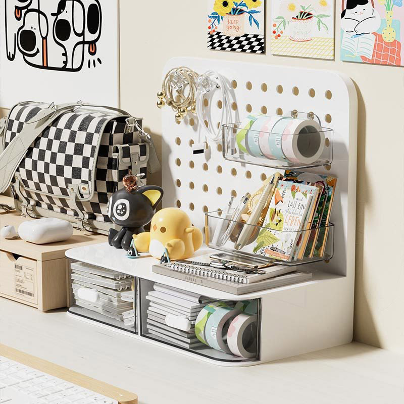 Desktop Storage Box with Drawers Hole Board Acrylic Organiser