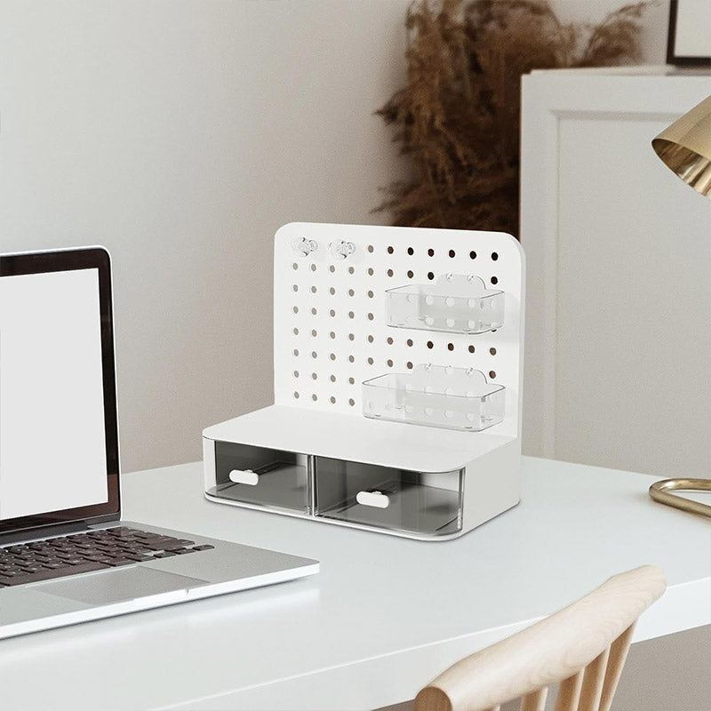 Desktop Storage Box with Drawers Hole Board Acrylic Organiser