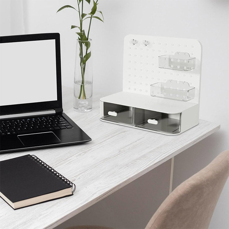 Desktop Storage Box with Drawers Hole Board Acrylic Organiser