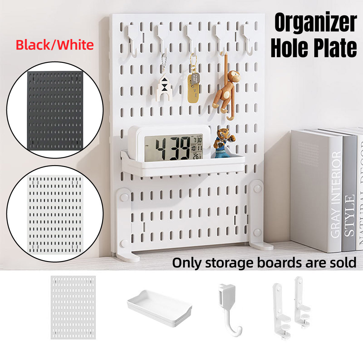Clip-On Vertical Hole Board Desktop Organizer with Hooks